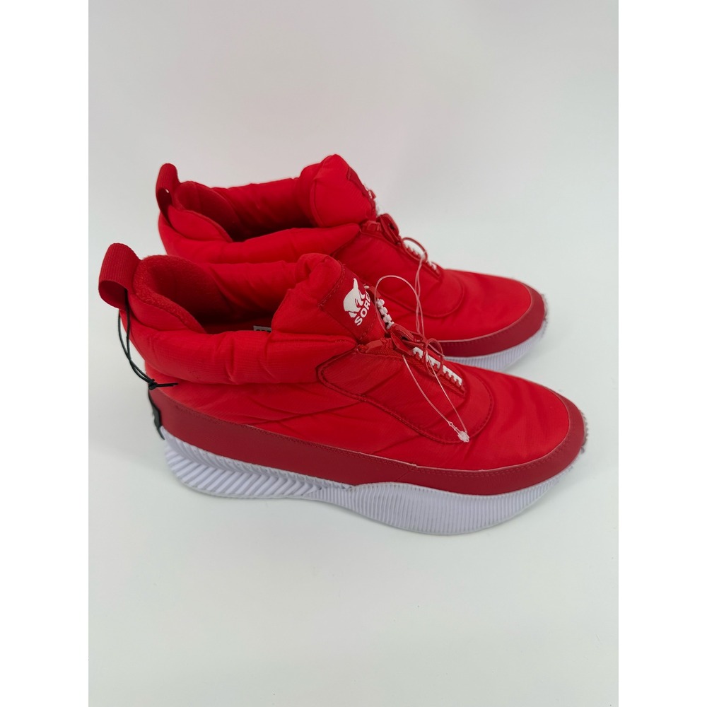 Sorel Kinetic Sport Boots Womens 10 Red Waterproof Insulated Zip Winter Sneakers